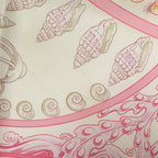 Hermes Carre 90 Parures Oceanes Sea Silk Pink Scarf White — view 5
