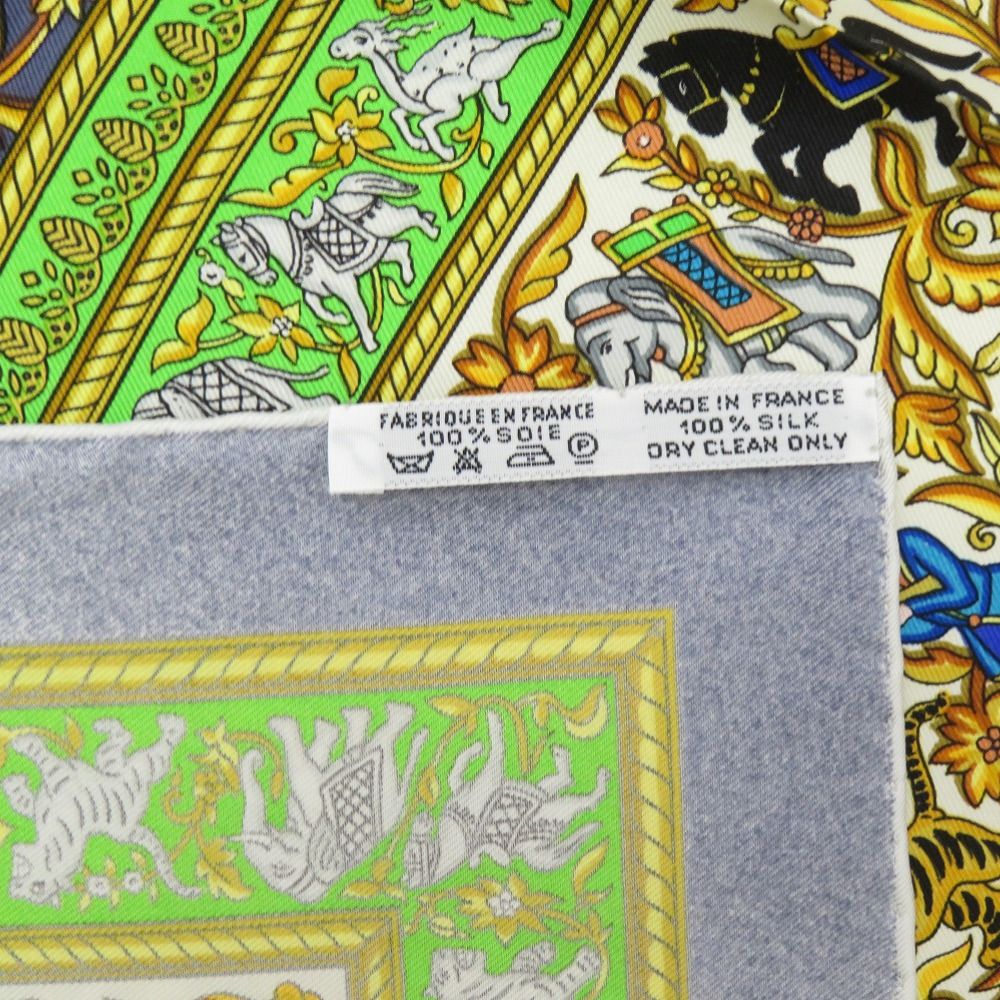 Hermes Carre 90 Chasse en Inde Indian Hunting Silk Green Scarf — view 4