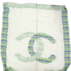 Chanel CC Logo Large Shawl Cashmere Silk Green Blue White — view 4