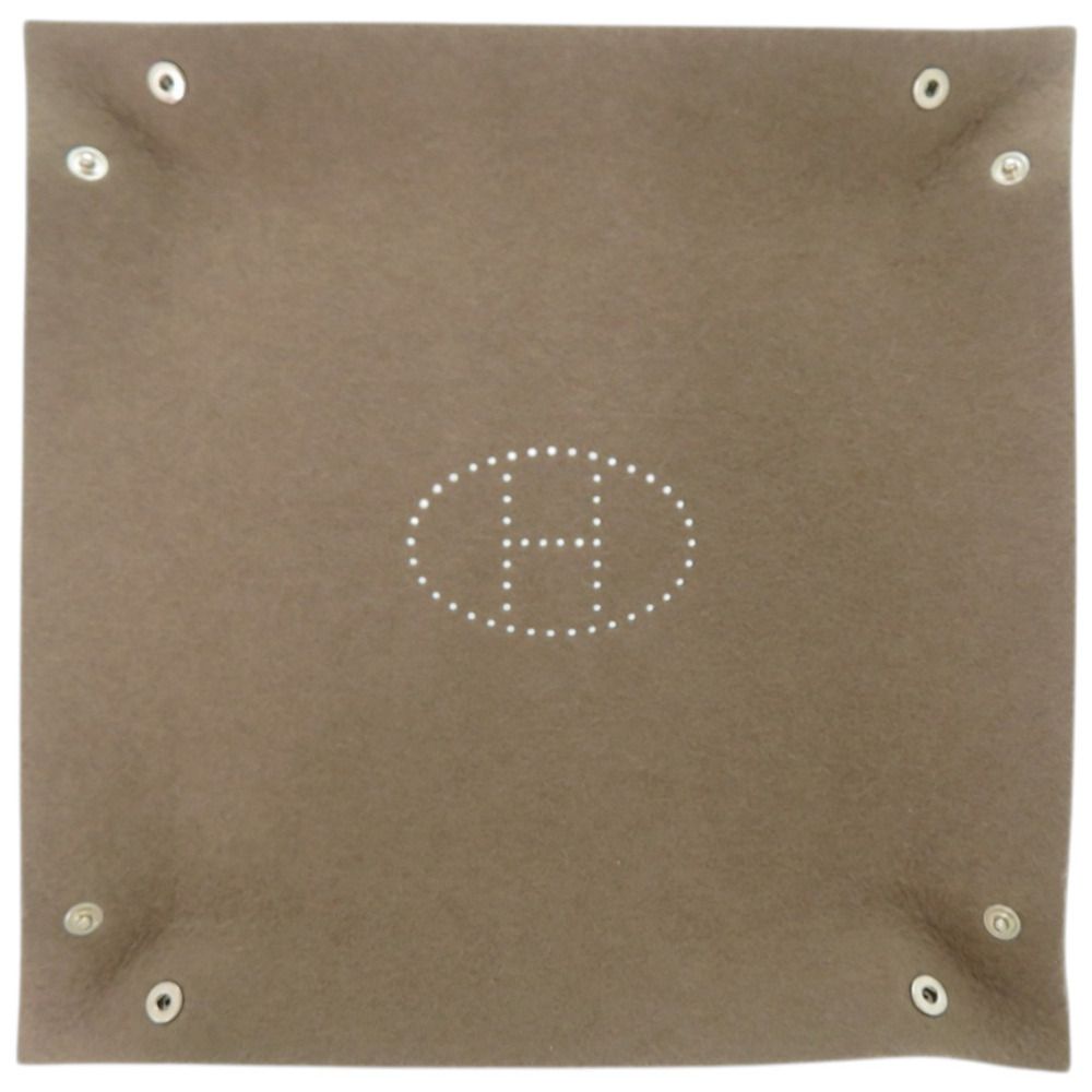 Hermes Tray Vidopoche Felt Etoupe Brown Shoulder Bag — view 4