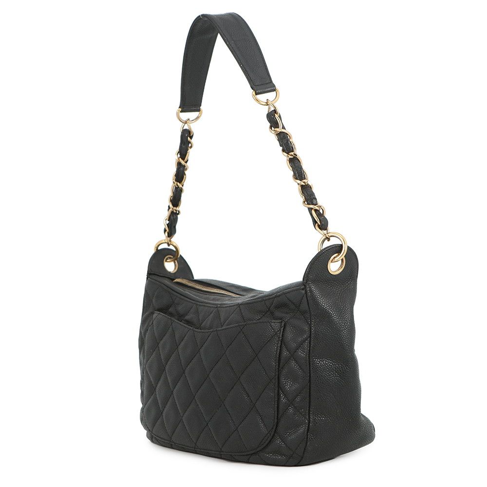 Chanel Chain Shoulder Bag Quilted CC Logo Caviar Leather — view 2