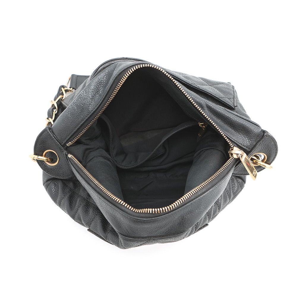Chanel Chain Shoulder Bag Quilted CC Logo Caviar Leather — view 5