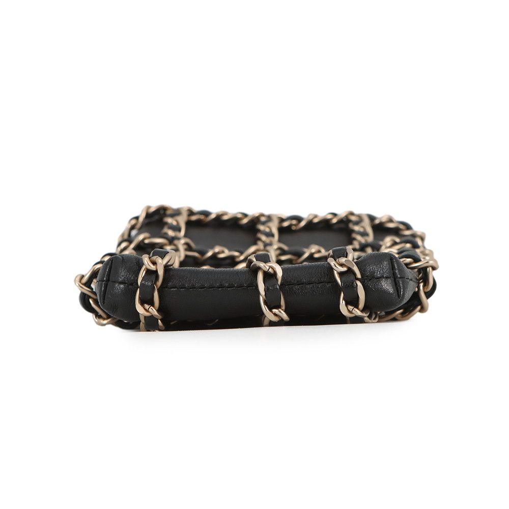 Chanel Chain Shoulder Bag Choco Bar Phone Case Lambskin Black — view 3