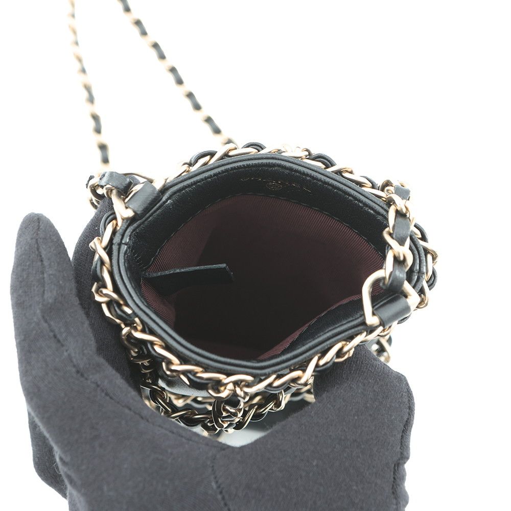 Chanel Chain Shoulder Bag Choco Bar Phone Case Lambskin Black — view 5