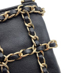 Chanel Chain Shoulder Bag Choco Bar Phone Case Lambskin Black — view 6