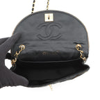 Chanel Chain Shoulder Bag Quilted CC Logo Satin Black — view 5