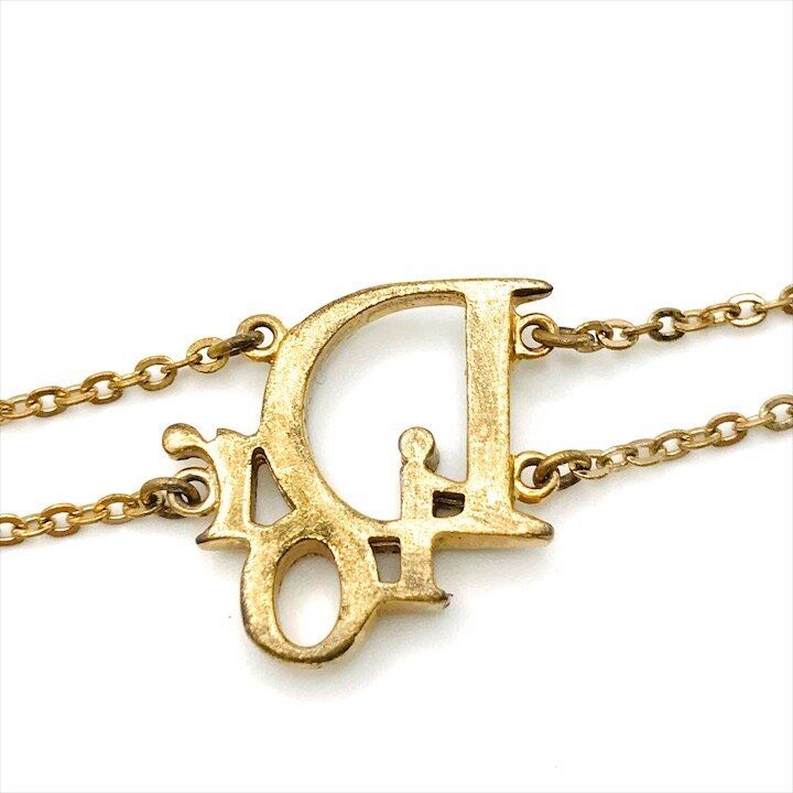 Dior Logo Bracelet Bangle Rhinestone Gold — view 6
