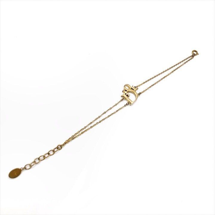 Dior Logo Bracelet Bangle Rhinestone Gold — view 4
