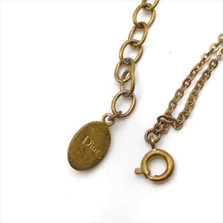 Dior Logo Bracelet Bangle Rhinestone Gold — view 8