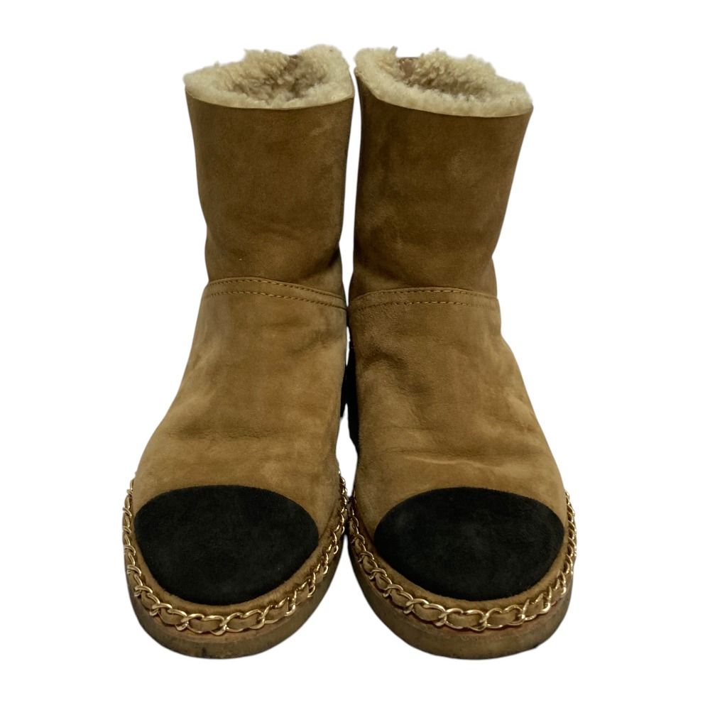 Chanel CC Logo Bicolor Mouton Short Boots 36C — view 2