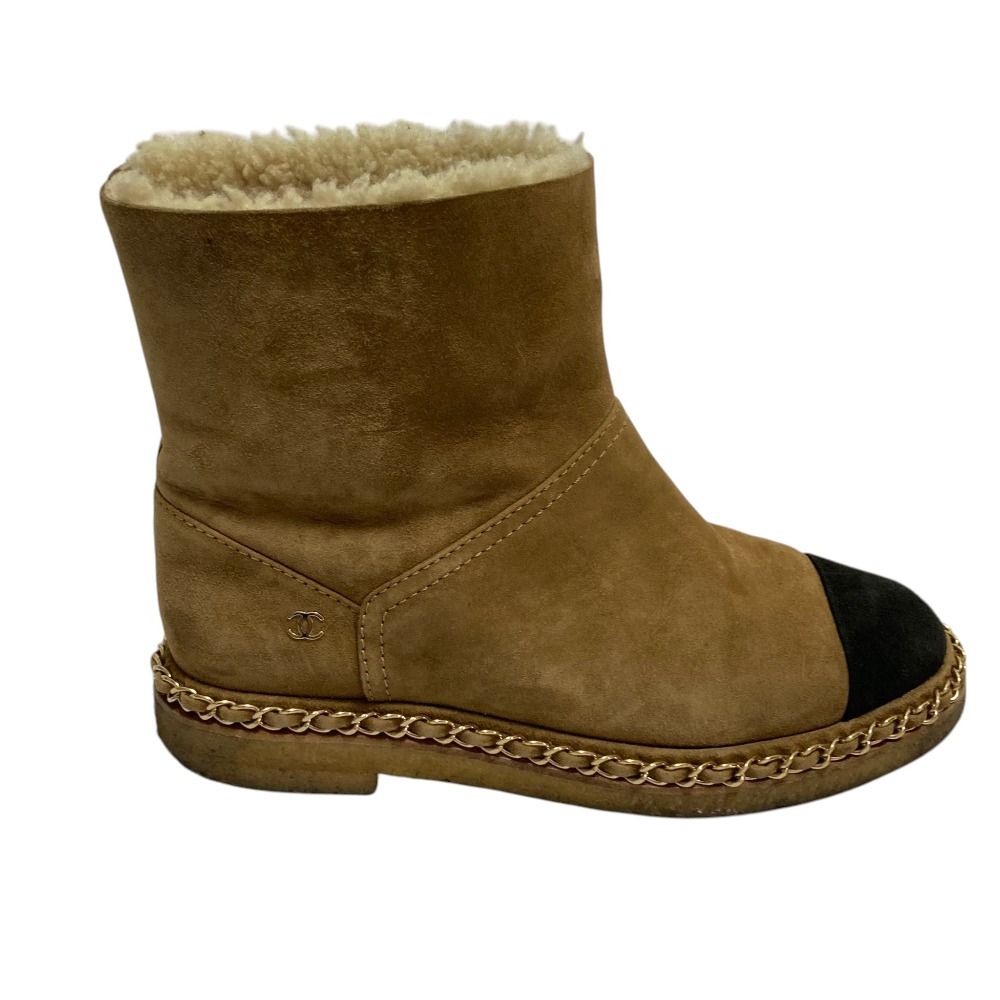 Chanel CC Logo Bicolor Mouton Short Boots 36C — view 5