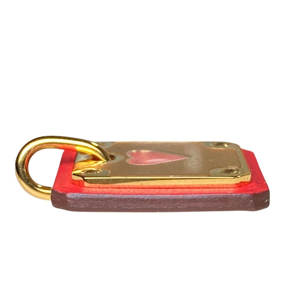Hermes As de Coule PM Heart Motif Gpxleather Pendant Top Red Gold Brand — view 4