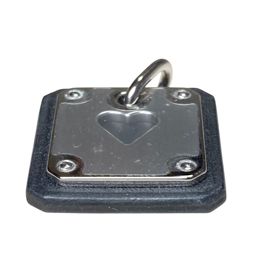 Hermes As de Coule PM Heart Motif Gpxleather Pendant Top Black Silver Brand — view 3