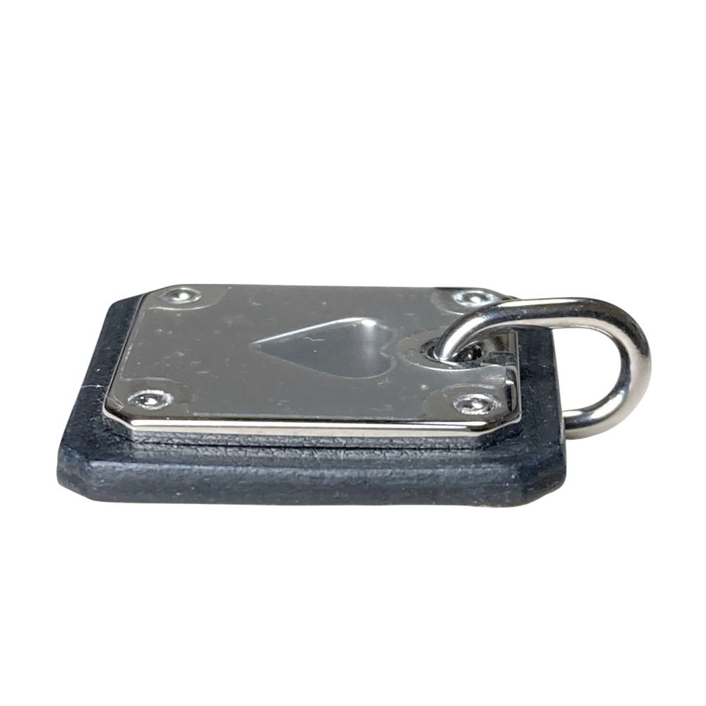 Hermes As de Coule PM Heart Motif Gpxleather Pendant Top Black Silver Brand — view 4