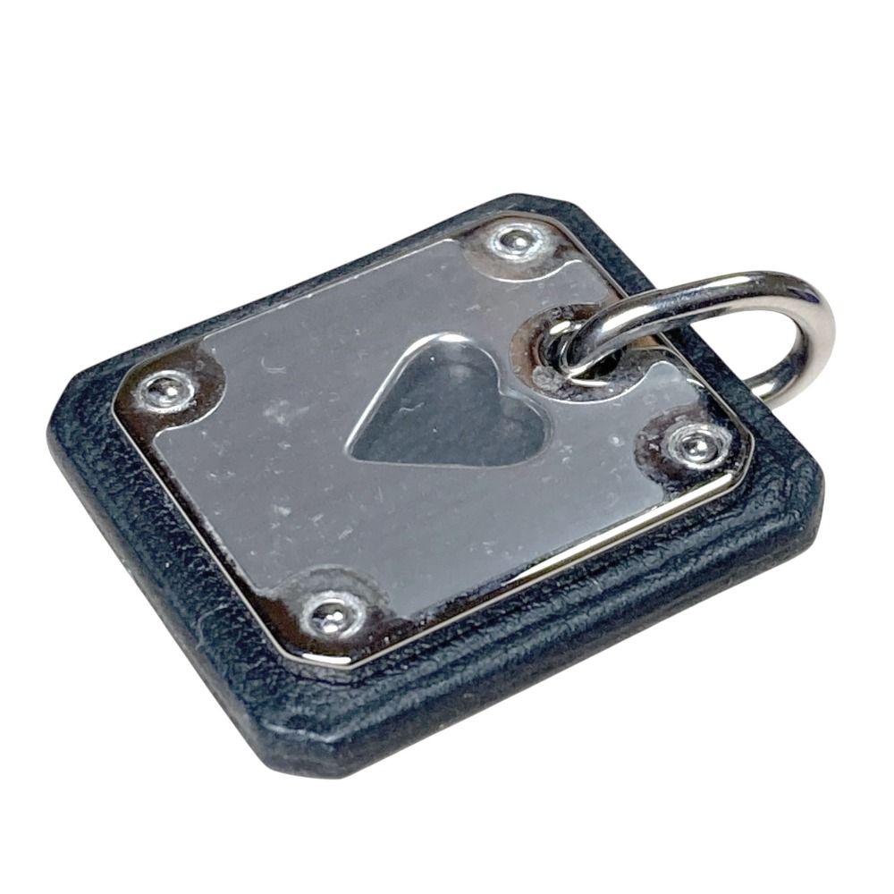 Hermes As de Coule PM Heart Motif Gpxleather Pendant Top Black Silver Brand — view 2