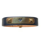 Hermes As de Coule Heart Mochif Leather Bracelet T2 Navy Gold Brand — view 4