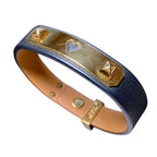 Hermes As de Coule Heart Mochif Leather Bracelet T2 Navy Gold Brand — view 2