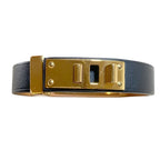 Hermes As de Coule Heart Mochif Leather Bracelet T2 Navy Gold Brand — view 5