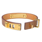 Hermes As de Coule Heart Motif Leather Bracelet T2 Brown Gold Brand — view 6