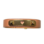 Hermes As de Coule Heart Motif Leather Bracelet T2 Brown Gold Brand — view 4