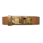 Hermes As de Coule Heart Motif Leather Bracelet T2 Brown Gold Brand — view 5