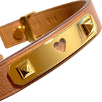 Hermes As de Coule Heart Motif Leather Bracelet T2 Brown Gold Brand — view 9