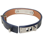 Hermes As de Coule Heart Motif Leather Bracelet T2 Navy Silver Brand — view 5