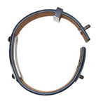 Hermes As de Coule Heart Motif Leather Bracelet T2 Navy Silver Brand — view 7