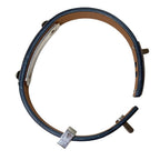Hermes As de Coule Heart Motif Leather Bracelet T2 Navy Silver Brand — view 6