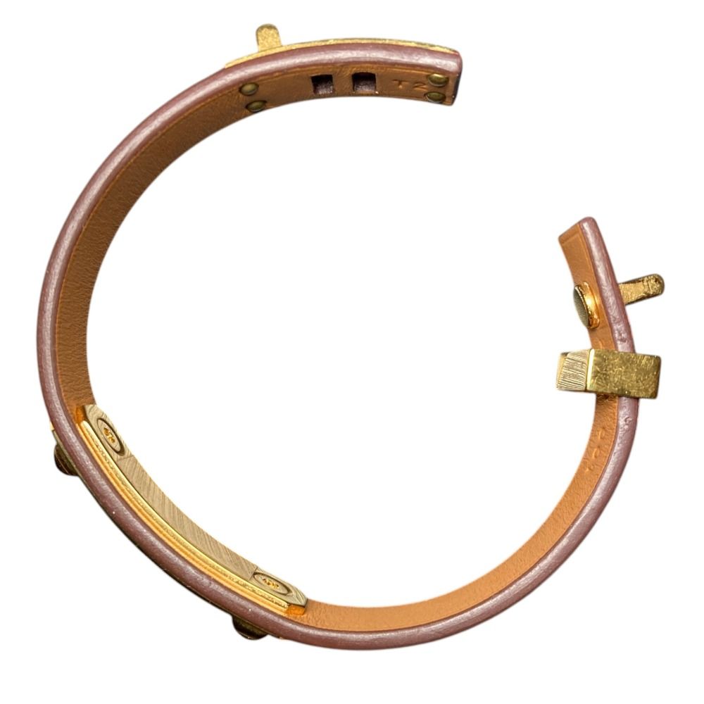 Hermes As de Coule Heart Motif Leather Bracelet T2 Red Gold Brand — view 6