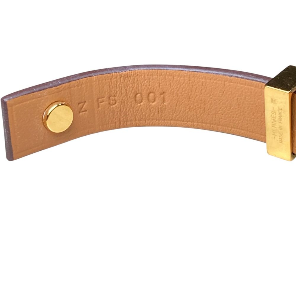 Hermes As de Coule Heart Motif Leather Bracelet T2 Red Gold Brand — view 9