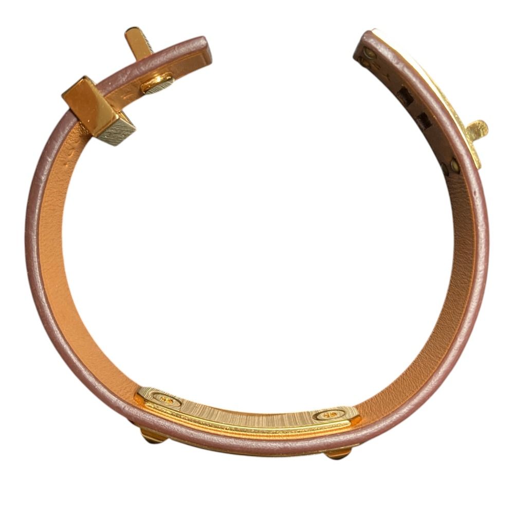 Hermes As de Coule Heart Motif Leather Bracelet T2 Red Gold Brand — view 7