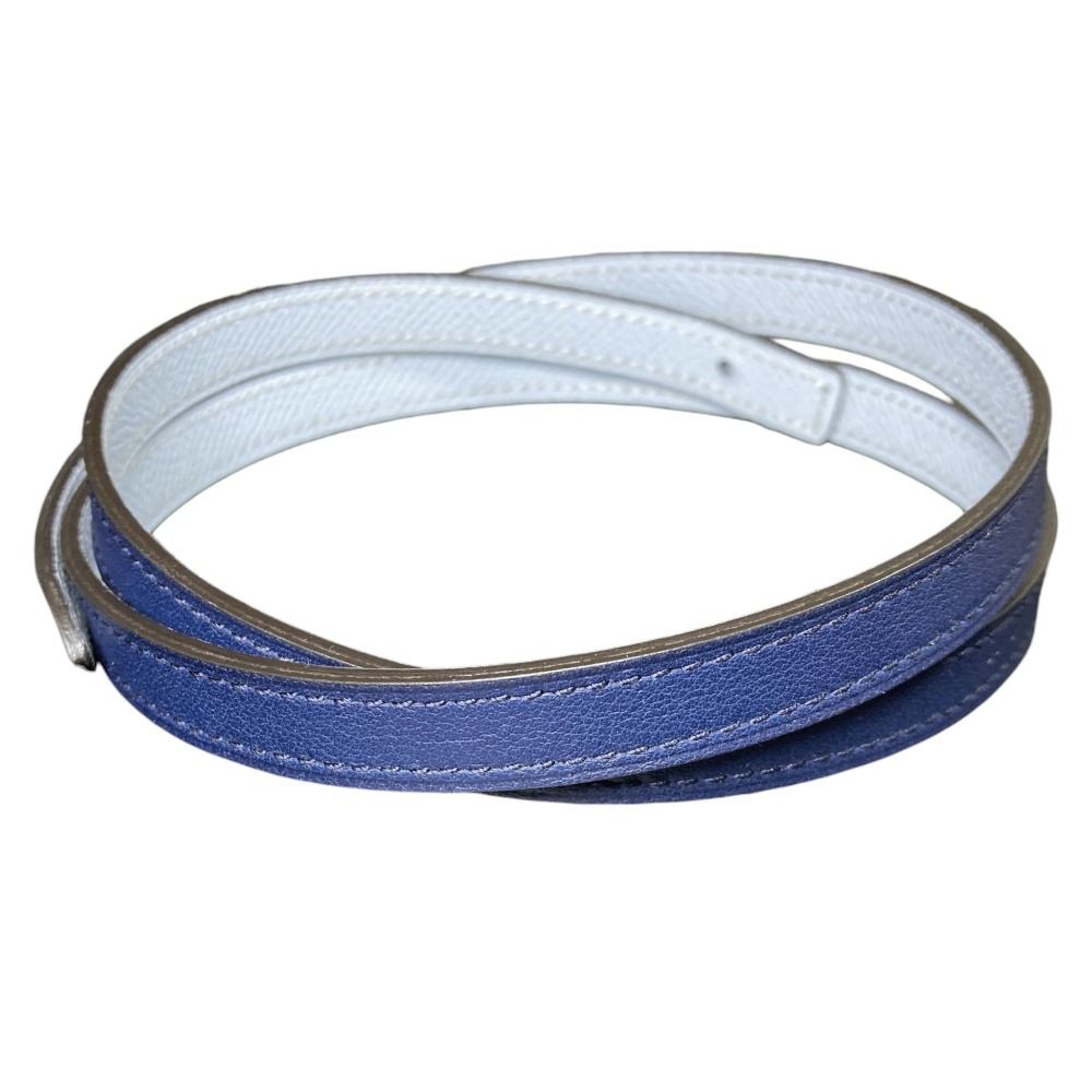 Hermes Reversible Narrow Belt 80 Navy White — view 2