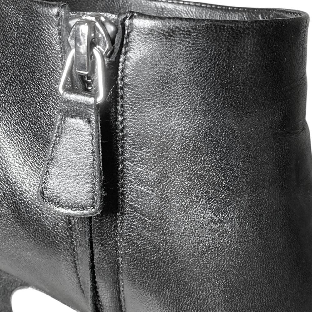 Chanel CC Logo Leather Short Boots Booties 36.5 — view 9