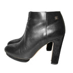 Chanel CC Logo Leather Short Boots Booties 36.5 — view 3
