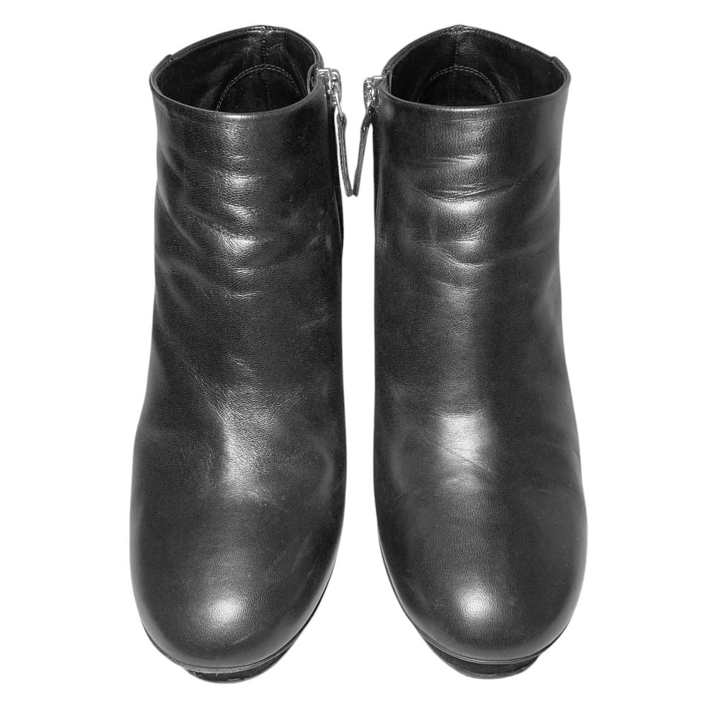 Chanel CC Logo Leather Short Boots Booties 36.5 — view 6