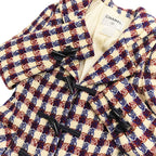 Chanel Tweed Check Duffel Coat Navy Ivory Red Ivory — view 8
