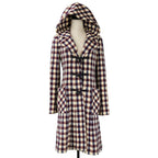 Chanel Tweed Check Duffel Coat Navy Ivory Red Ivory — view 6
