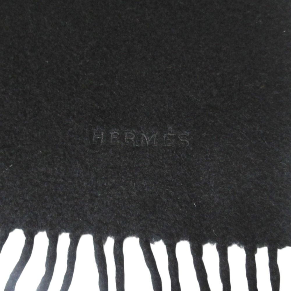 Hermes Cashmere Fringe Scarf Black — view 4