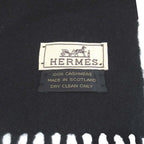 Hermes Cashmere Fringe Scarf Black — view 5