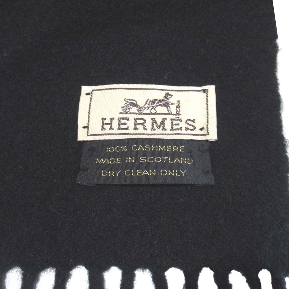 Hermes Cashmere Fringe Scarf Black — view 5