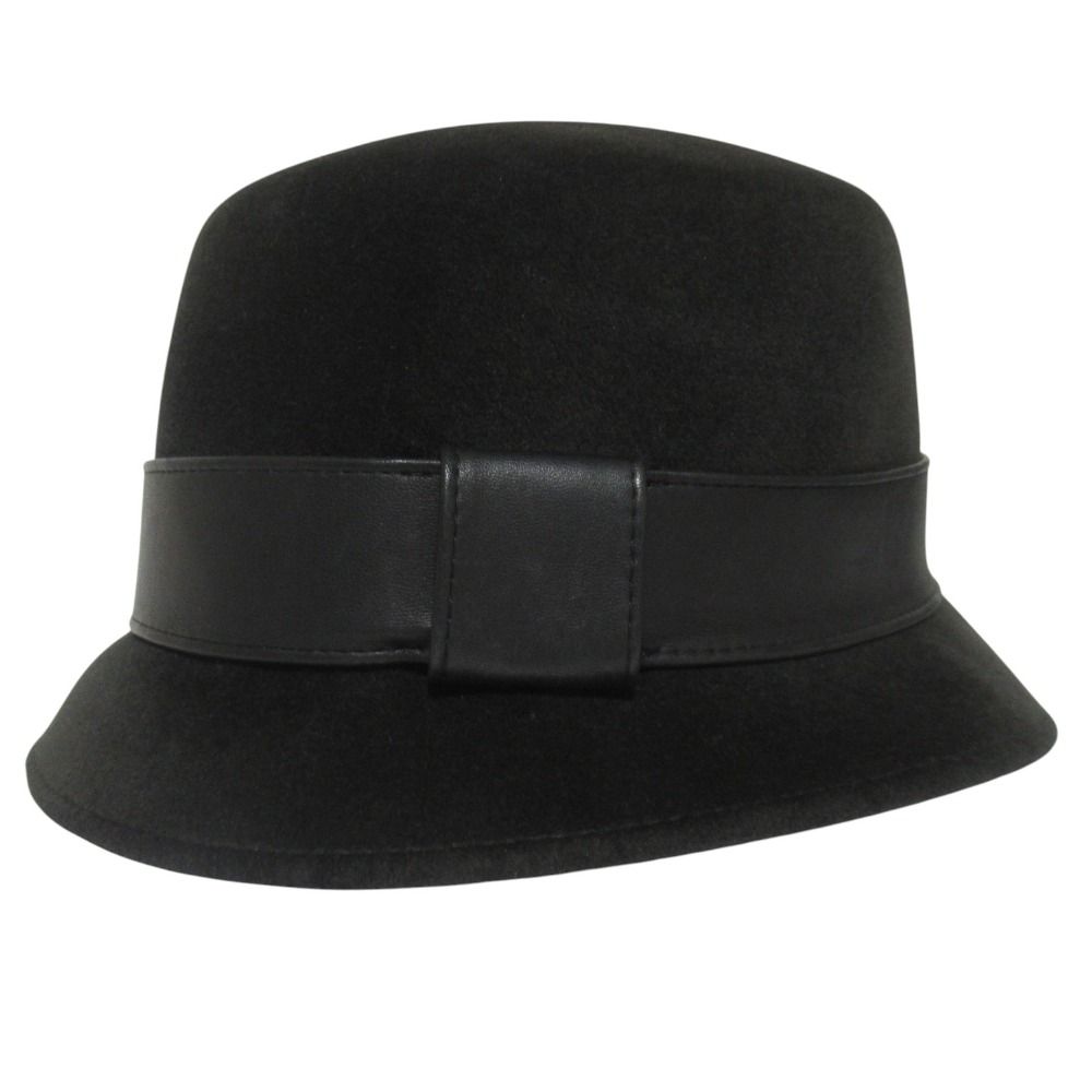 Hermes Rabbit 100% Leather Trim Hat 57 Black Charcoal — view 2