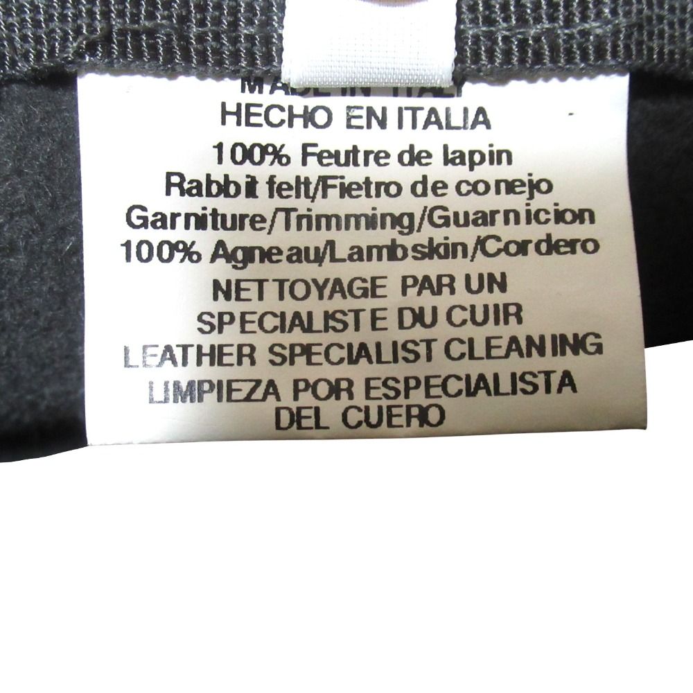 Hermes Rabbit 100% Leather Trim Hat 57 Black Charcoal — view 6