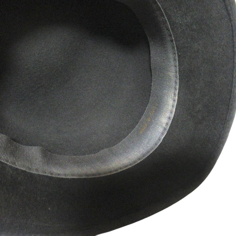Hermes Rabbit 100% Leather Trim Hat 57 Black Charcoal — view 5