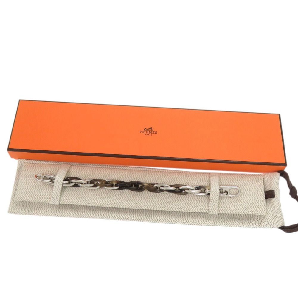 Hermes Amarage Bracelet Buffalo Horn Metal Brown Silver-brown — view 2