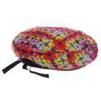 Gucci Tweed Plaid Ribbon GG Logo Beret Purple Red Yellow — view 6