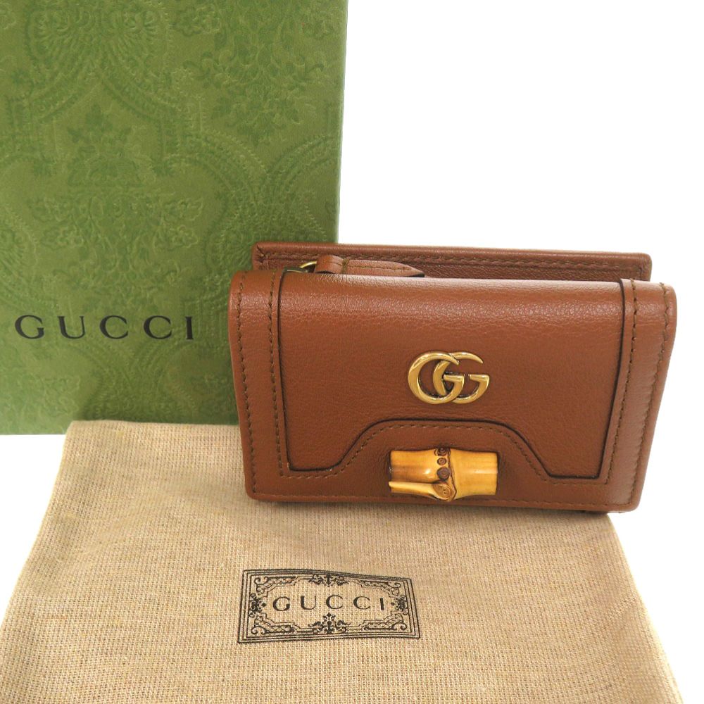 Gucci Diana Bamboo Compact Wallet GG Marmont Gold Leather — view 2