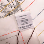Hermes le Lotage Polished Carre 90 Exlibris Brodet Sangle 08 Silk White Red Blue — view 4