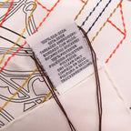 Hermes le Lotage Polished Carre 90 Exlibris Brodet Sangle 08 Silk White Red Blue — view 5