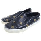 Gucci Bee Embroidery Leather Low Cut Sneakers Slip Ons Black — view 2